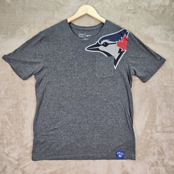 The Nike Tee Athletic Cut Toronto Blue Jays T-Shirt Short Sleeve Mens Sz L Gray - Picture 1 of 10